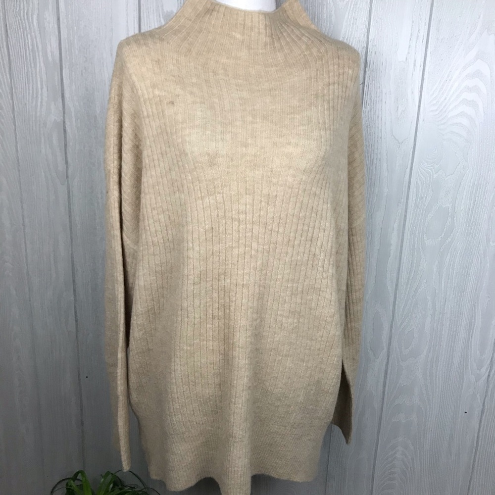 Cremieux soft knit beige tunic sweater high neck